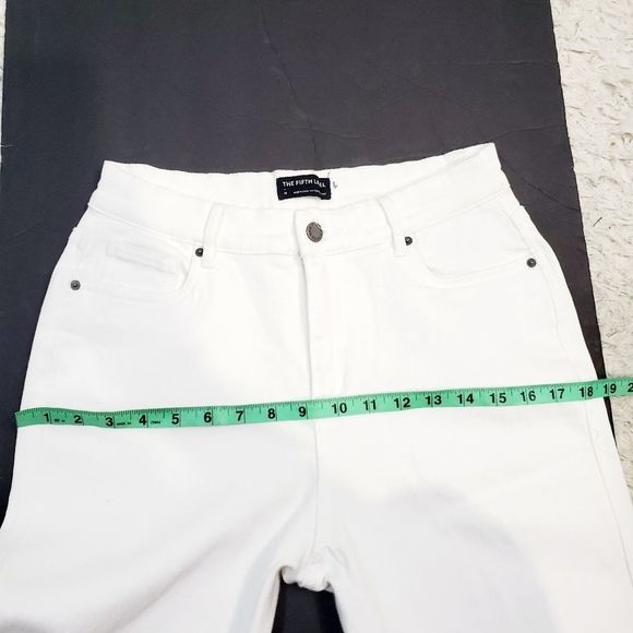 4x$25 The Fifth label white bone denim high waist jeans wave hem embroidered med - Picture 10 of 12